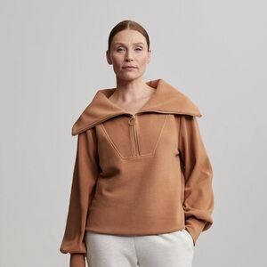 Camel Sweater with Oversized Collar